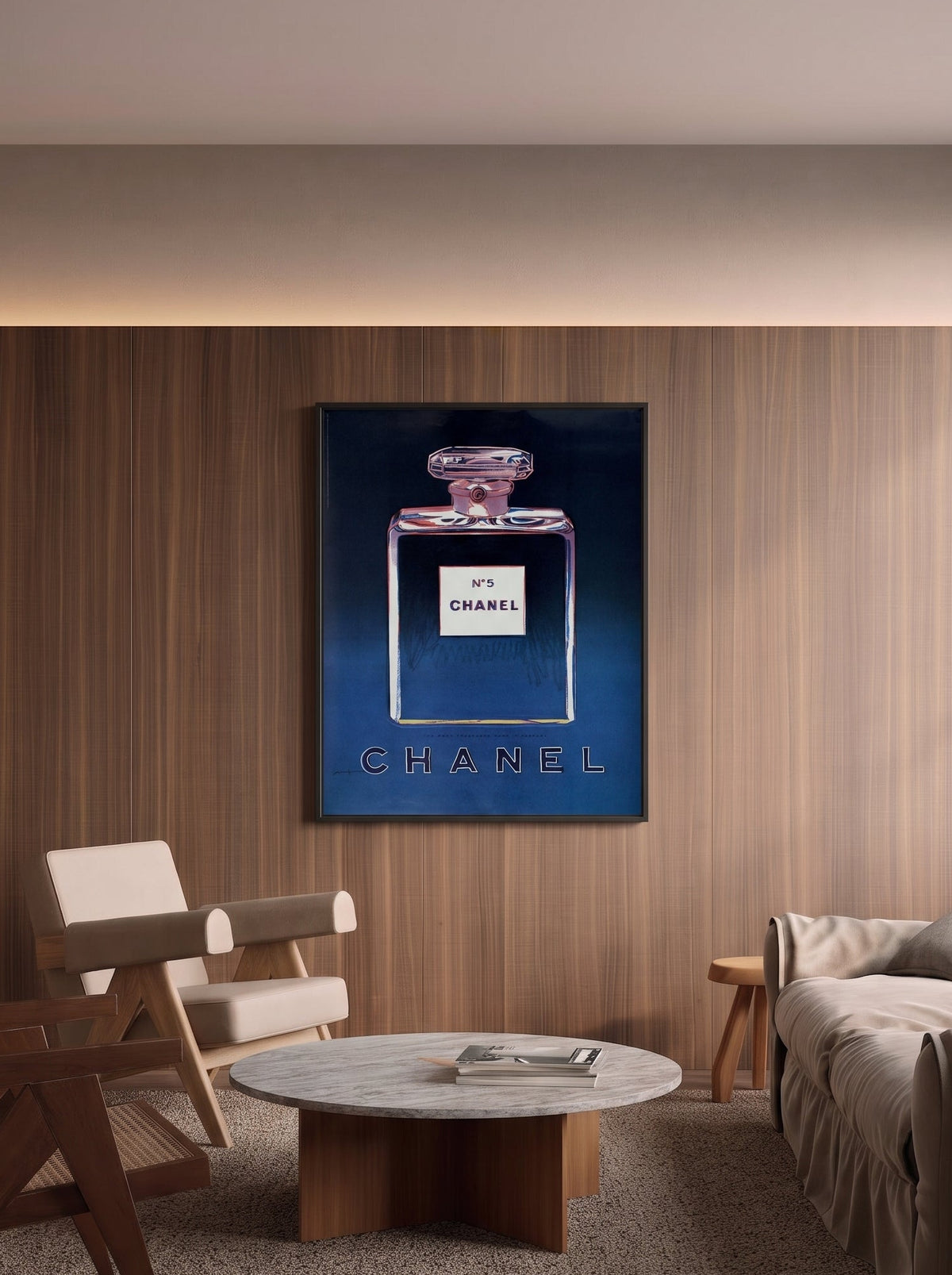 Andy Warhol Chanel N°5 poster in indigo and black
