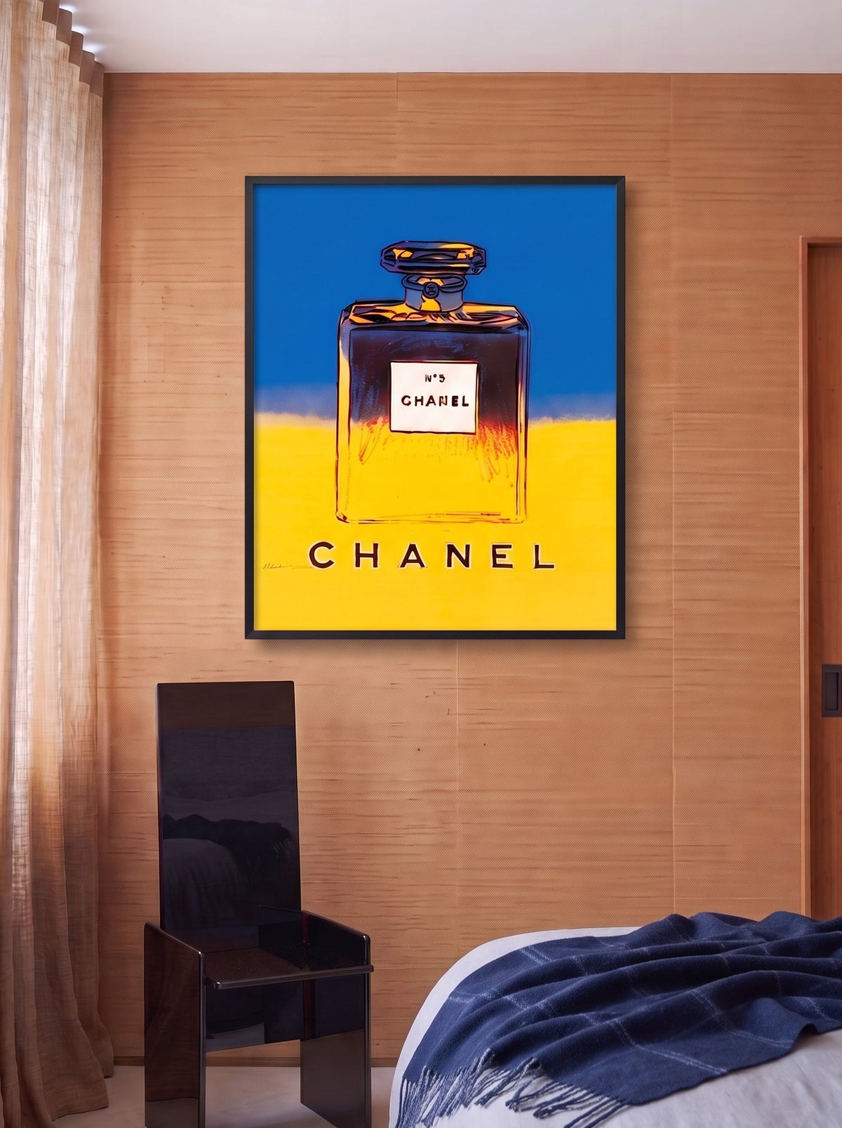 Andy Warhol Chanel N°5 poster in yellow and blue