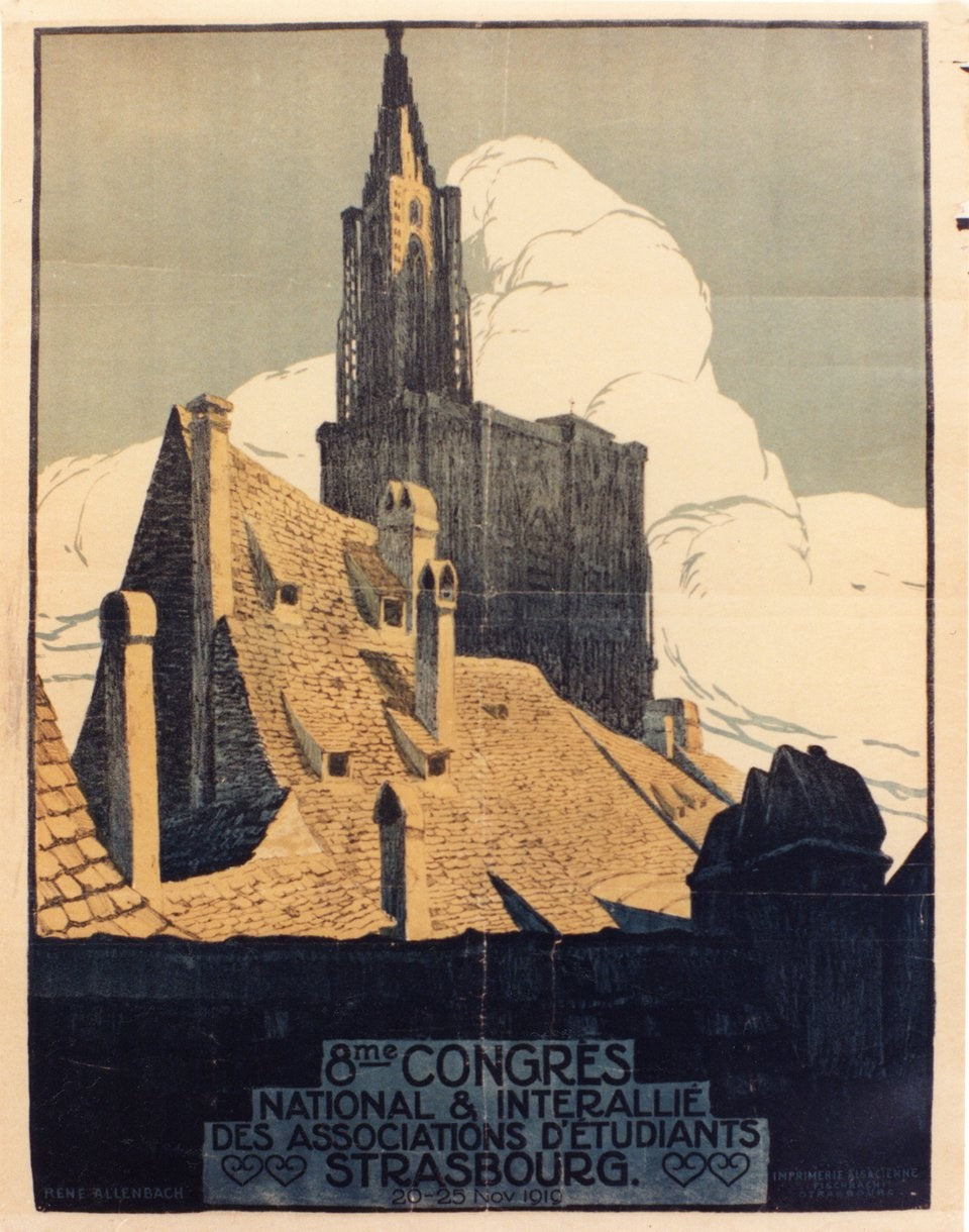 Poster by René Allenbach for the 8th National and Inter-Allied Congress of Student Associations, Strasbourg, November 1919